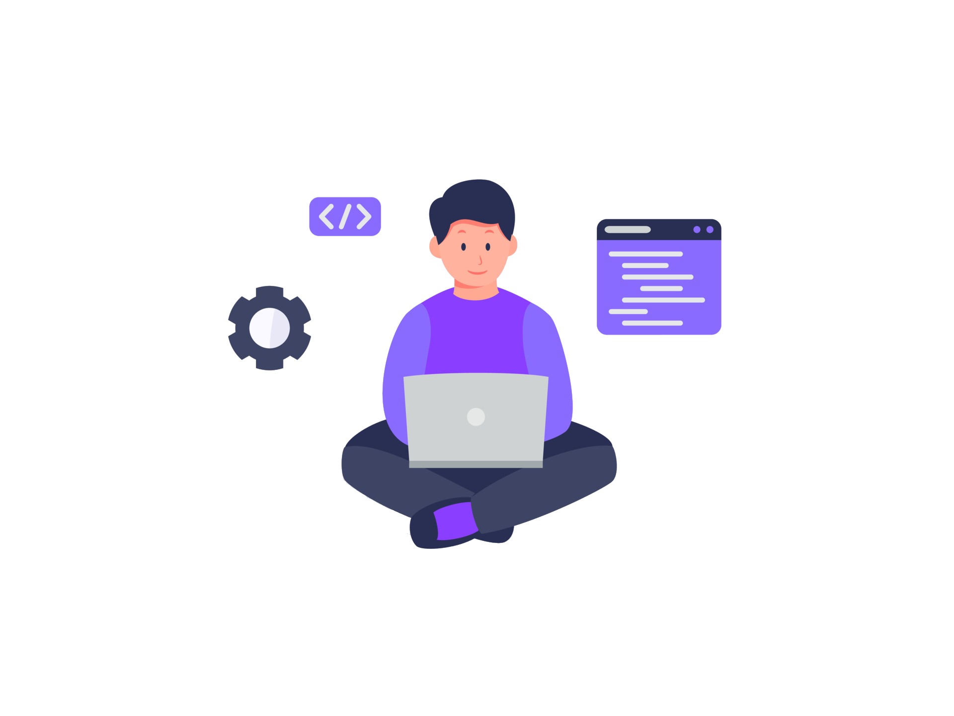 a programmer is sitting on a floor